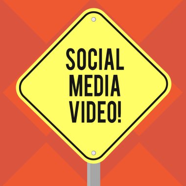 Sosyal medya Video yazma el yazısı metin. Kavram anlam Web sitesi paylaşım anlar ya da arkadaş boş elmas şekli rengi yol uyarı tabela bir bacak Stand fotoğraf grubu arasında içerik için.