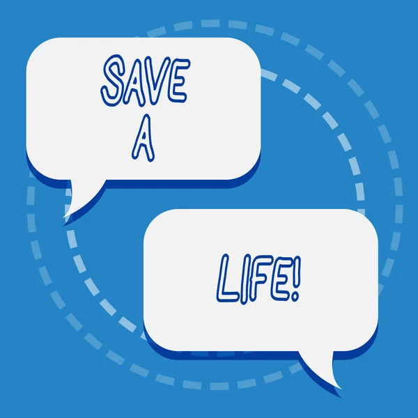 Escrevendo uma nota mostrando Save A Life. Foto de negócios mostrando Ajuda a ajudar a salvar alguém de um problema médico ou lesão . — Fotografia de Stock