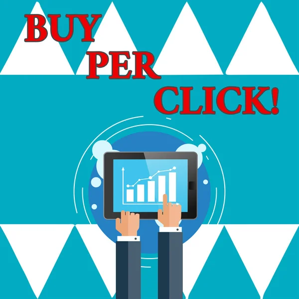Schreiben Notiz zeigt kaufen pro Klick. Business-Foto präsentiert Online-Einkauf E-Commerce moderne Technologien zum Einkaufen. — Stockfoto