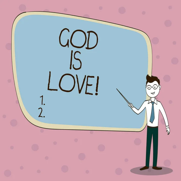 A kézírás szöveg Isten a szeretet. Koncepció, azaz Jézus gondolatai hit vallásos keresztény hitben. — Stock Fotó