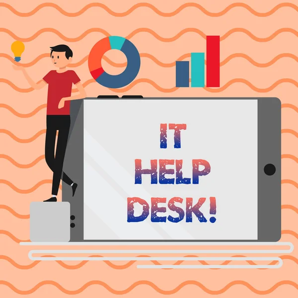 Ordet skriver text det Help Desk. Affärsidé för Online stöder bistånd hjälpa visar med teknik. — Stockfoto