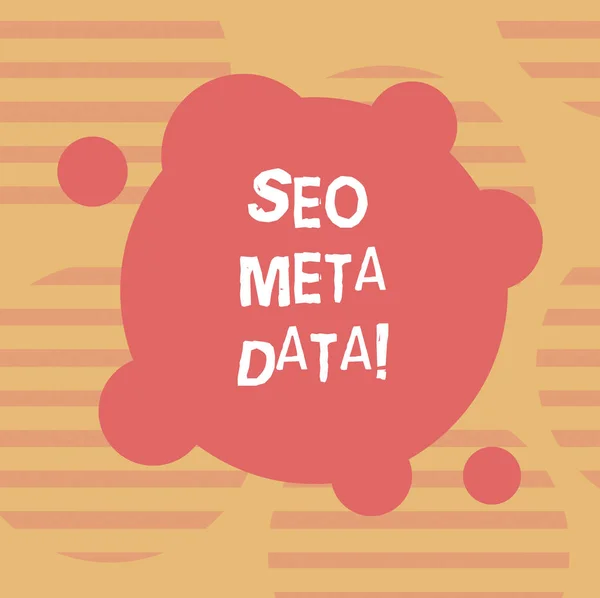 Tekst intoetsen Seo Meta Data van Word. Businessconcept voor Search Engine optimalisatie Online marketing strategie leeg vervormd kleur ronde vorm met kleine cirkels abstracte foto. — Stockfoto