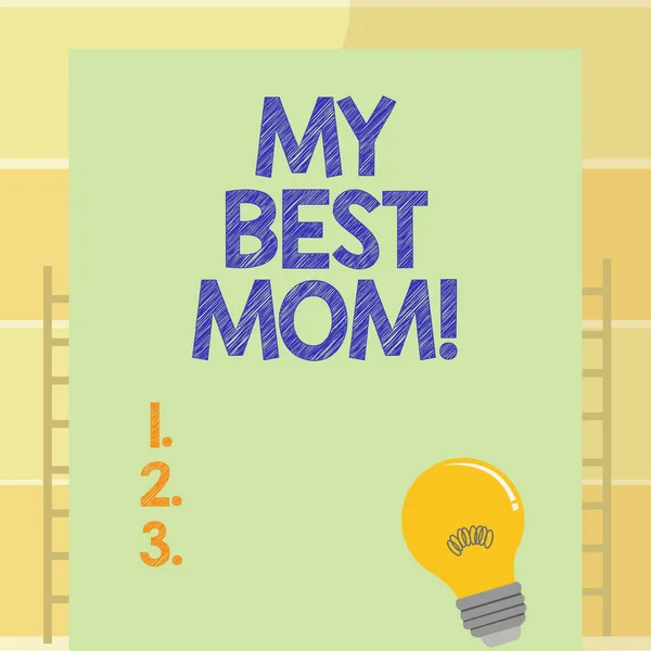 Het schrijven van nota toont mijn beste moeder. Zakelijke foto presentatie Admire hebben goede gevoelens graag uw moeder genegenheid. — Stockfoto