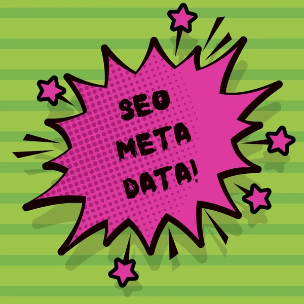 Tekst intoetsen Seo Meta Data van Word. Businessconcept voor Search Engine optimalisatie Online marketing strategie. — Stockfoto