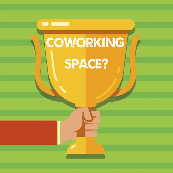 Konceptuální ručně psaného textu zobrazeno Coworking Spacequestion. Obchodní fotografie textu obchodní služby poskytující sdílené kanceláře do práce. — Stock fotografie