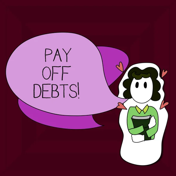 写笔记显示支付债务。商业照片展示付款的东西, 你有债务抵押投资. — 图库照片