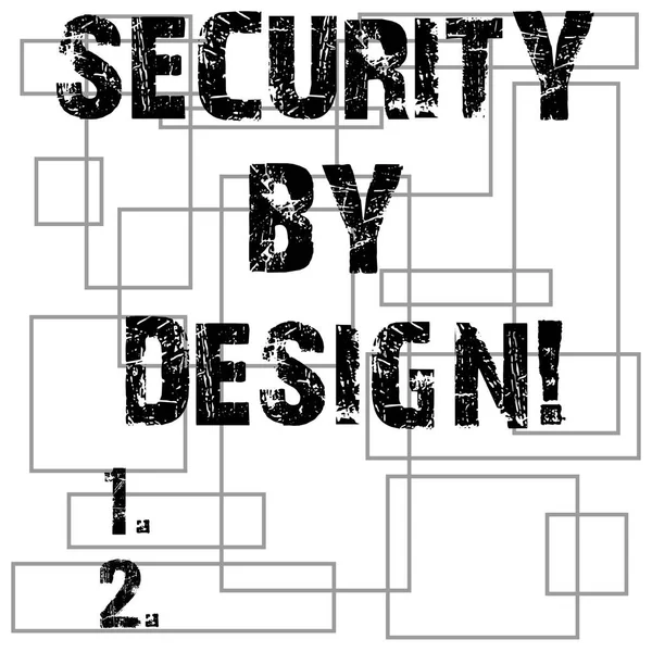 Escritura manual conceptual que muestra Seguridad por Diseño. El software de texto para fotos de negocios ha sido diseñado desde los cimientos hasta los contornos seguros de diferentes formas geométricas de tamaño en el patrón de repetición . —  Fotos de Stock