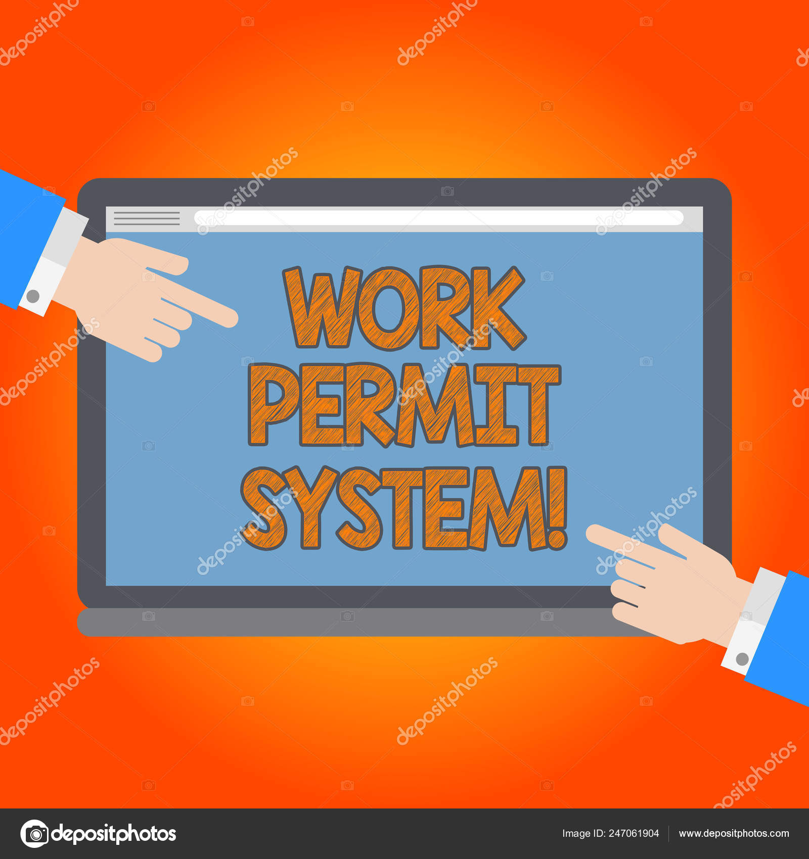 Handwriting text Work Permit System. Concept meaning formal written