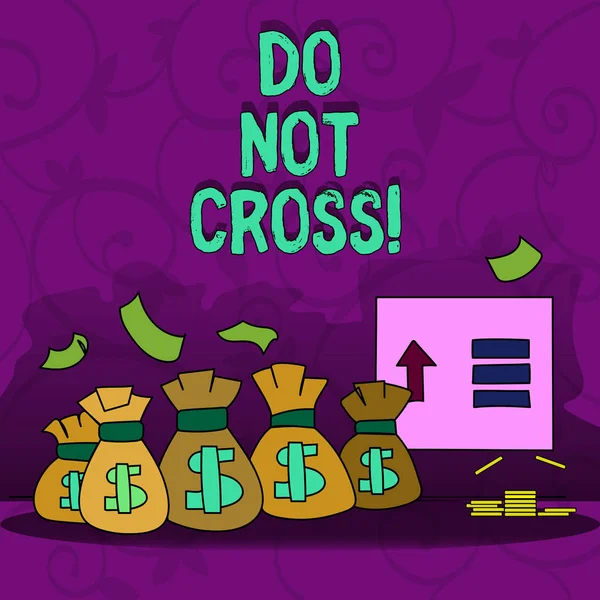 Escrita de mão conceitual mostrando Do Not Cross. Foto de negócios mostrando Crossing é proibido advertência cautela perigosa para não fazê-lo . — Fotografia de Stock