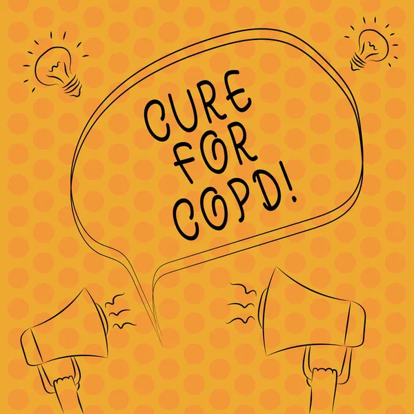 Writing note showingCure For Copd. Business photo showcasing Medical treatment over Chronic Obstructive Pulmonary Disease Freehand Outline Sketch of Speech Bubble Megaphone Idea Icon. — Stock Photo, Image