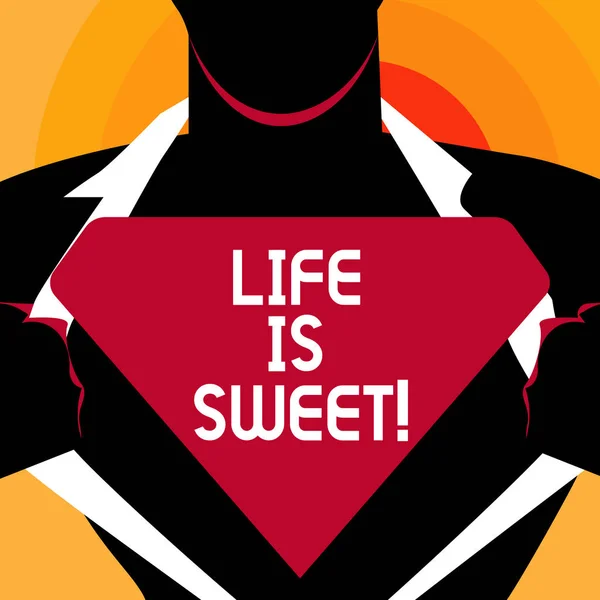 Tulisan kata Life Is Sweet. Konsep bisnis untuk kebahagiaan melihat sisi baik dari peristiwa Motivasi menginspirasi . — Stok Foto