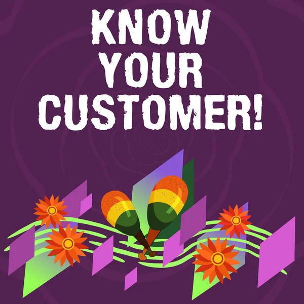 Handwriting text Know Your Customer. Concept meaning verifying identity clients and assessing potential risks Colorful Instrument Maracas Handmade Flowers and Curved Musical Staff.
