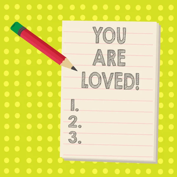 Word writing text You Are Loved. Business concept for Somebody loves you have strong feelings happy excited. — Stock Photo, Image