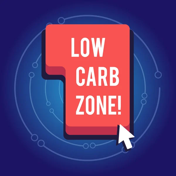 Text Tecken Visar Låg Carb Zone Konceptuella Foto Hälsosam Diet — Stockfoto