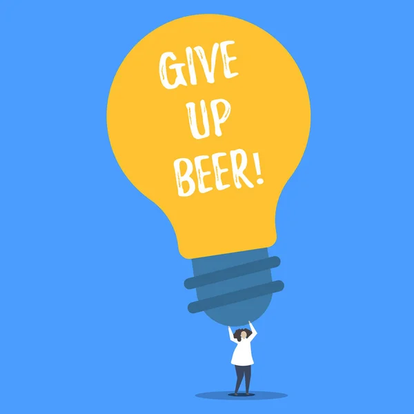 Word pisanie tekstu dać piwo. Koncepcja biznesowa dla Stop picia alkoholu leczenia uzależnienia od zdrowej diety. — Zdjęcie stockowe