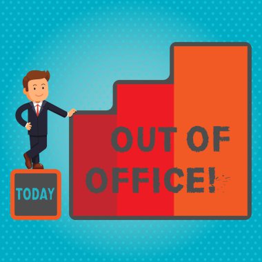 İşyeri dışında gösterilen metin işareti. İş dışında hiç kimse iş Break dinlenmek eğlence zamanında fotoğraf kavramsal.