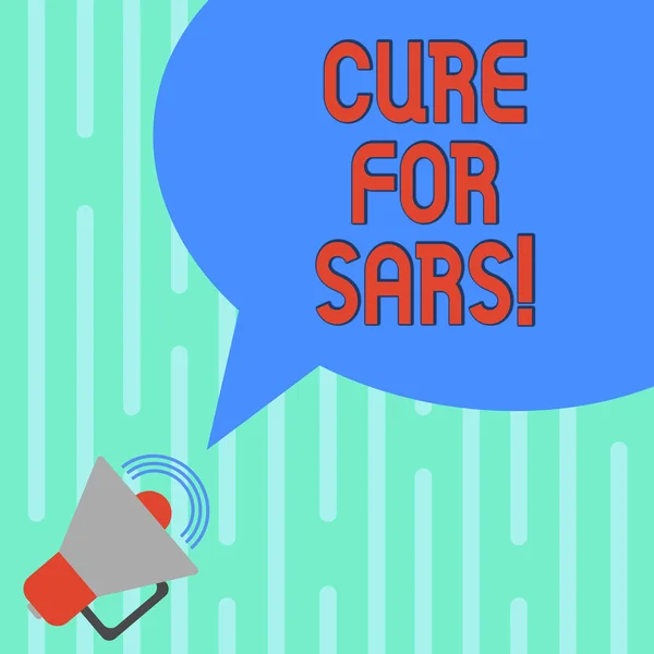 Parola che scrive testo Cure For Sars. Business concept per il trattamento medico sulla sindrome respiratoria acuta grave Megafono con icona del volume sonoro e Blank Color Speech Bubble photo . — Foto Stock