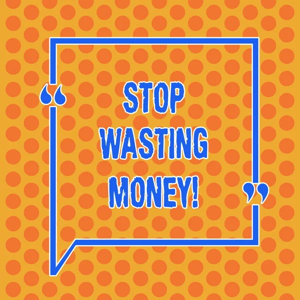 Writing note showing Stop Wasting Money. Business photo showcasing avoid dissipation waste useless or profitless activity Round Punch Holes Small Color Circles in Seamless Repeat Pattern.