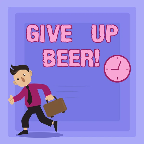 Escritura de texto a mano Give Up Beer. Concepto significado Dejar de beber alcohol tratamiento para la adicción dieta saludable . — Foto de Stock