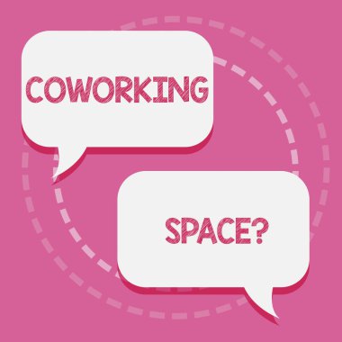 Metin yazma Coworking Spacequestion kelime. İş Hizmetleri için iş kavramı ofis çalışmak için paylaşılan.