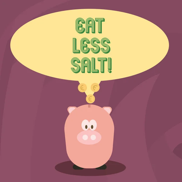 Palavra escrita texto Comer menos sal. Conceito de negócio para Reduzir a quantidade de sódio em sua dieta comer saudável . — Fotografia de Stock