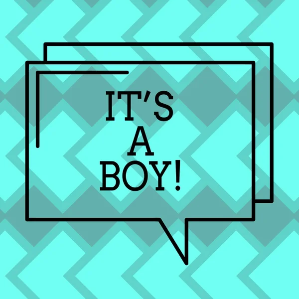 Текстовый знак "Это мальчик". Концептуальное фото В ожидании мальчика милые голубые цвета много автомобильных игрушек Прямоугольный контур Прозрачный Комический пузырь речи фото пустое пространство . — стоковое фото