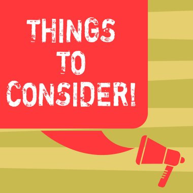 Şeyler düşünün gösterilen metin işareti. Kavramsal fotoğraf düşünmek hakkında bir şey dikkatle seçim renk siluet, boş Meydanı konuşma balonu ve megafon fotoğraf yapmak için.