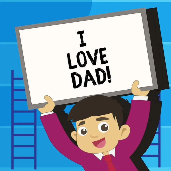 Scrivere un biglietto che mostri I Love Dad. Business photo showcase Buoni sentimenti su mio padre Affetto amorevole felicità . — Foto Stock