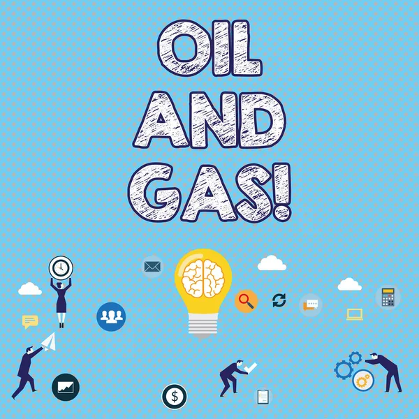 Escritura a mano de texto Petróleo y gas. Concepto significado Exploración Extracción Refinación Comercialización de productos petrolíferos . —  Fotos de Stock