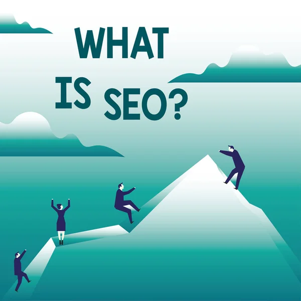 Schrijven van notitie weergegeven: Wat Is Seo. Zakelijke foto presentatie van Search Engine Keywording Marketing Online strategieën zoeken. — Stockfoto