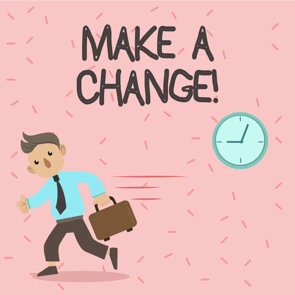 Tekst teken weergegeven: Make A Change. Conceptuele foto proberen nieuwe ding Evolve Evolution verbetering groei Mature. — Stockfoto