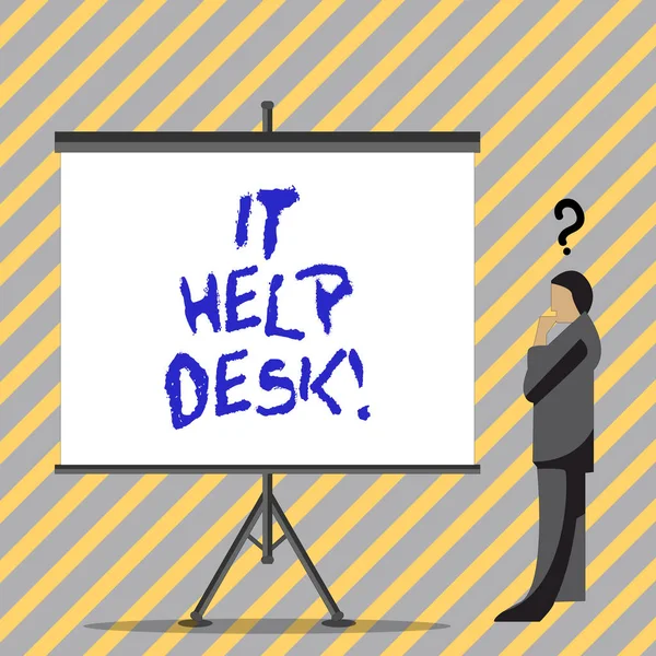 Escrita de mão conceitual mostrando It Help Desk. Texto da foto de negócios Assistência de suporte online ajudando a mostrar com a tecnologia . — Fotografia de Stock