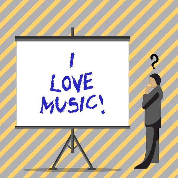 Scrittura concettuale a mano che mostra I Love Music. Business photo text Avendo affetto per i buoni suoni cantanti lirici musicisti . — Foto Stock