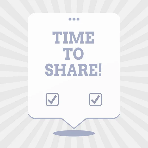 Word tekst intoetsen Time To Share. Businessconcept voor communiceren met uw vrienden en familie verspreid het woord. — Stockfoto