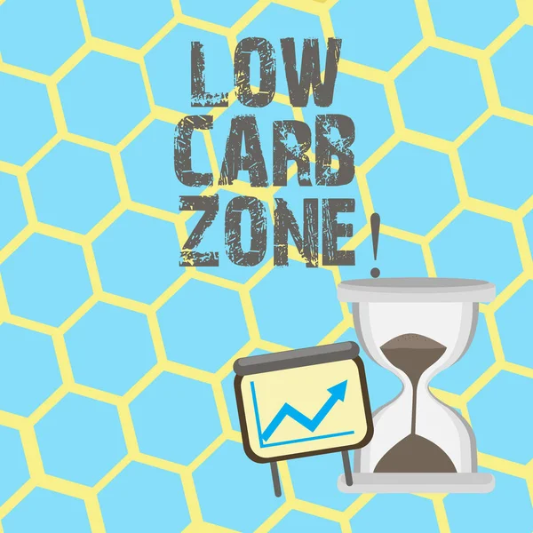 Textschild mit Low-Carb-Zone. konzeptionelle Foto gesunde Ernährung für Abnehmen essen mehr Proteine zuckerfrei. — Stockfoto