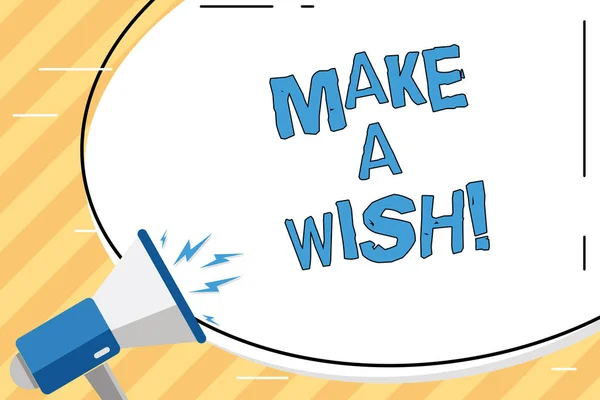 Word tekst intoetsen Make A Wish. Bedrijfsconcept voor om dromen wensen over toekomstige gebeurtenissen worden positieve. — Stockfoto