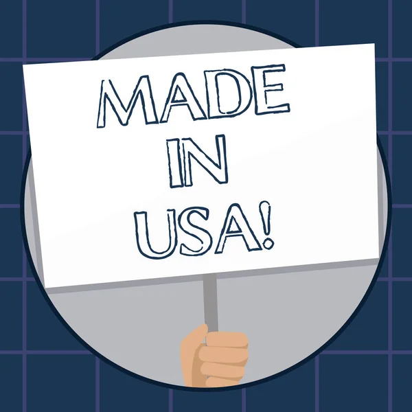 Conceptual hand writing showing Made In Usa. Business photo text American brand United States Manufactured Local product. — Stock Photo, Image