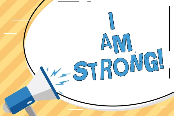Tekst schrijven word ik Am Strong. Businessconcept voor hebben grote kracht gezond krachtig het bereiken van alles. — Stockfoto