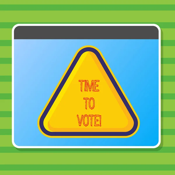Writing Obs visar tid till omröstning. Företag foto skylta valet vidare välja mellan vissa kandidater att styra. — Stockfoto