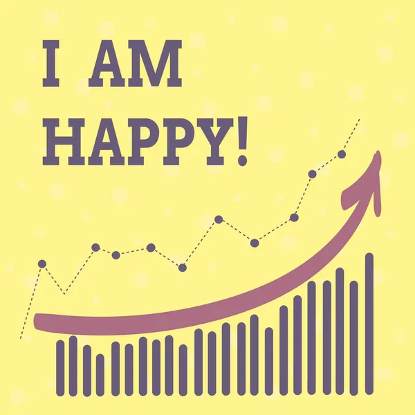 Conceptual hand writing showing I Am Happy. Business photo showcasing To have a fulfilled life full of love good job happiness. — Stock Photo, Image