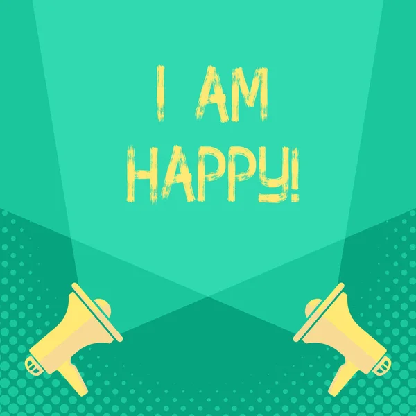 Handgeschreven tekst I Am Happy. Concept, wat betekent dat een vervuld leven vol liefde goed geluk. — Stockfoto