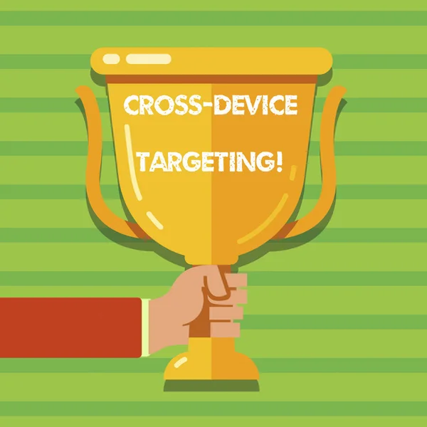 Conceptual hand writing showing Cross Device Targeting. Business photo text identifying delivering ads to a specific audience.