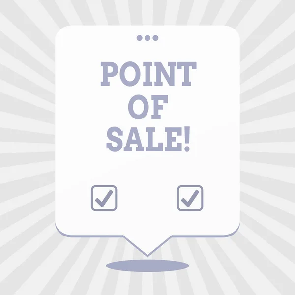 Ordet skriva text Point Of Sale. Affärsidé för metod för att göra betalningar med bank- eller kreditkort. — Stockfoto