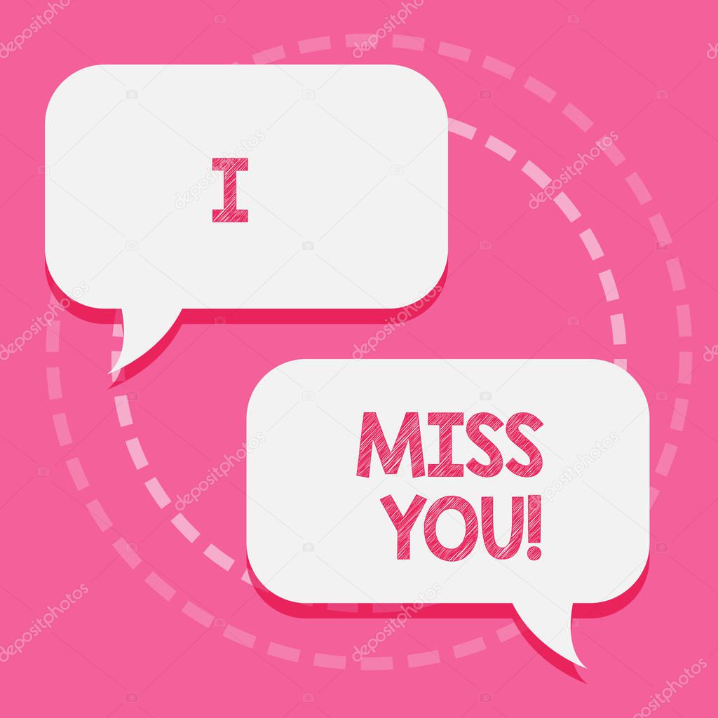 Word writing text I Miss You. Business concept for Feeling sad because you are not here anymore loving message.