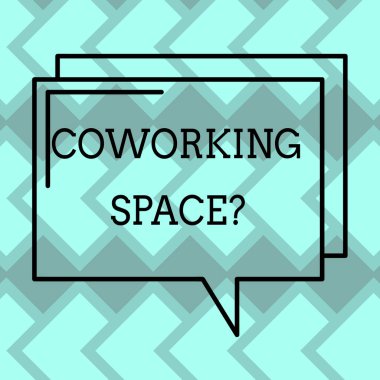 Coworking Spacequestion gösterilen metin işareti. Kavramsal fotoğraf iş Hizmetleri dikdörtgen anahat saydam çizgi konuşma balonu fotoğraf boş yer çalışmak için paylaşılan ofisleri.
