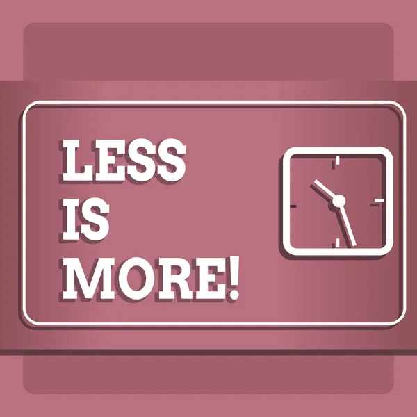 Konceptuella hand skriva visar Less Is More. Företag foto skylta minimalistisk syn konstnärliga frågan är effektivare. — Stockfoto