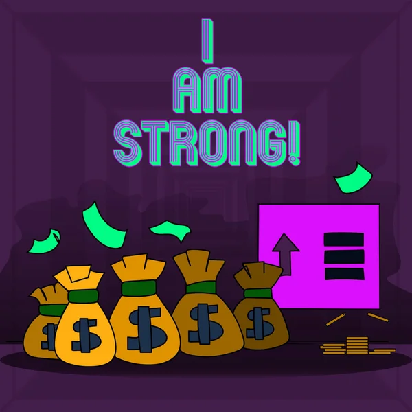Schrijven van notitie weergegeven: I Am Strong. Zakelijke foto presentatie hebben grote kracht gezond krachtig het bereiken van alles. — Stockfoto