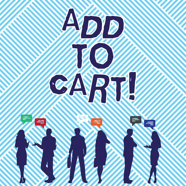 Text sign showing Add To Cart. Conceptual photo Online purchasing ecommerce modern technologies to shop.