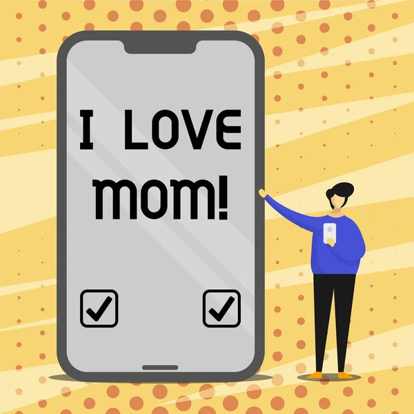 Conceptual hand writing showing I Love Mom. Business photo text Good feelings about my mother Affection loving happiness. — Stock Photo, Image