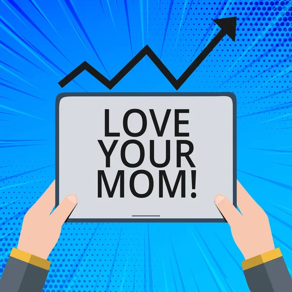 Handgeschreven tekst Love Your mam. Concept, wat betekent dat goede gevoelens over uw moeder Loving emoties. — Stockfoto